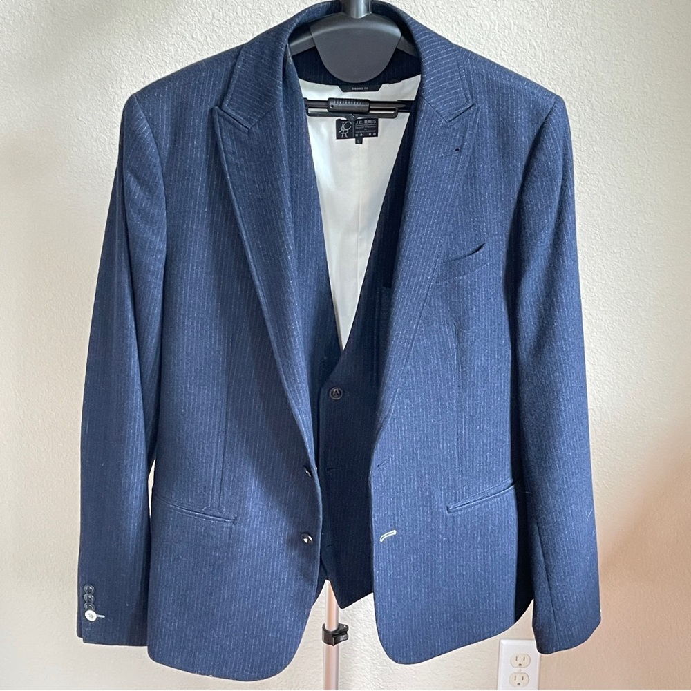 J.C. Rags - L - Navy Jacket/Vest Set